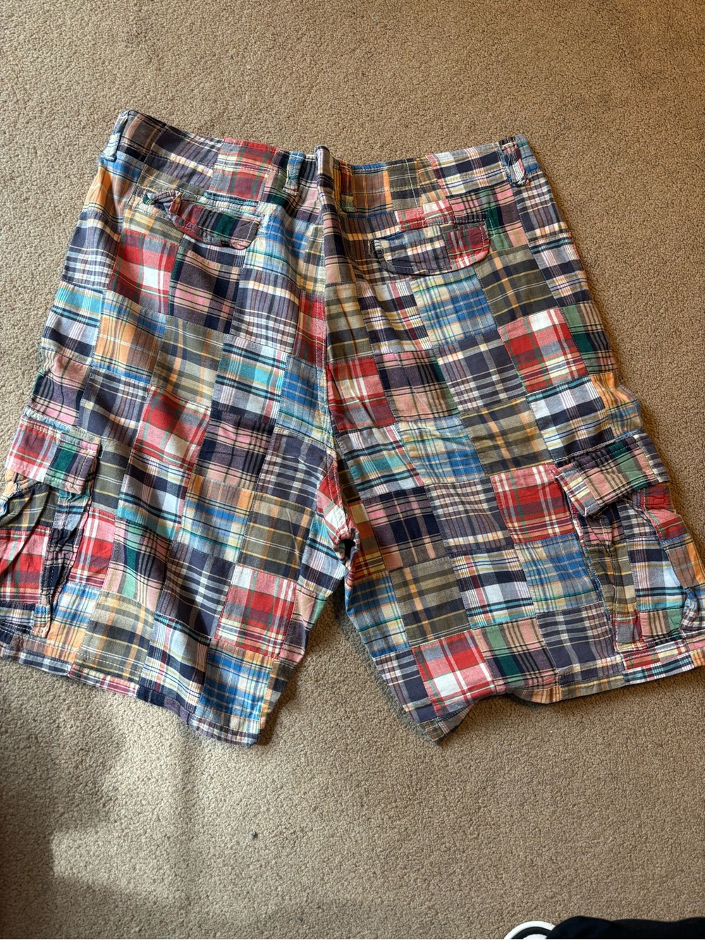 GAP Men's Multicolor Patchwork Plaid Cargo Shorts